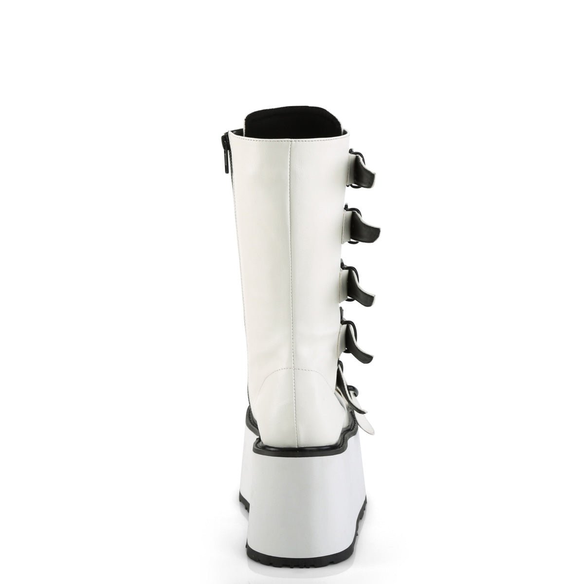 Too Fast | Demonia Damned 225 | White Vegan Leather Women&#39;s Mid Calf Boots