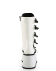Too Fast | Demonia Damned 225 | White Vegan Leather Women's Mid Calf Boots