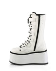 Too Fast | Demonia Damned 225 | White Vegan Leather Women's Mid Calf Boots