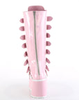 Too Fast | Demonia Damned 318 | Baby Pink Hologram Patent Women's Knee High Boots