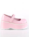 Too Fast | Demonia Dollie 01 | Baby Pink Hologram Patent Women's Mary Janes