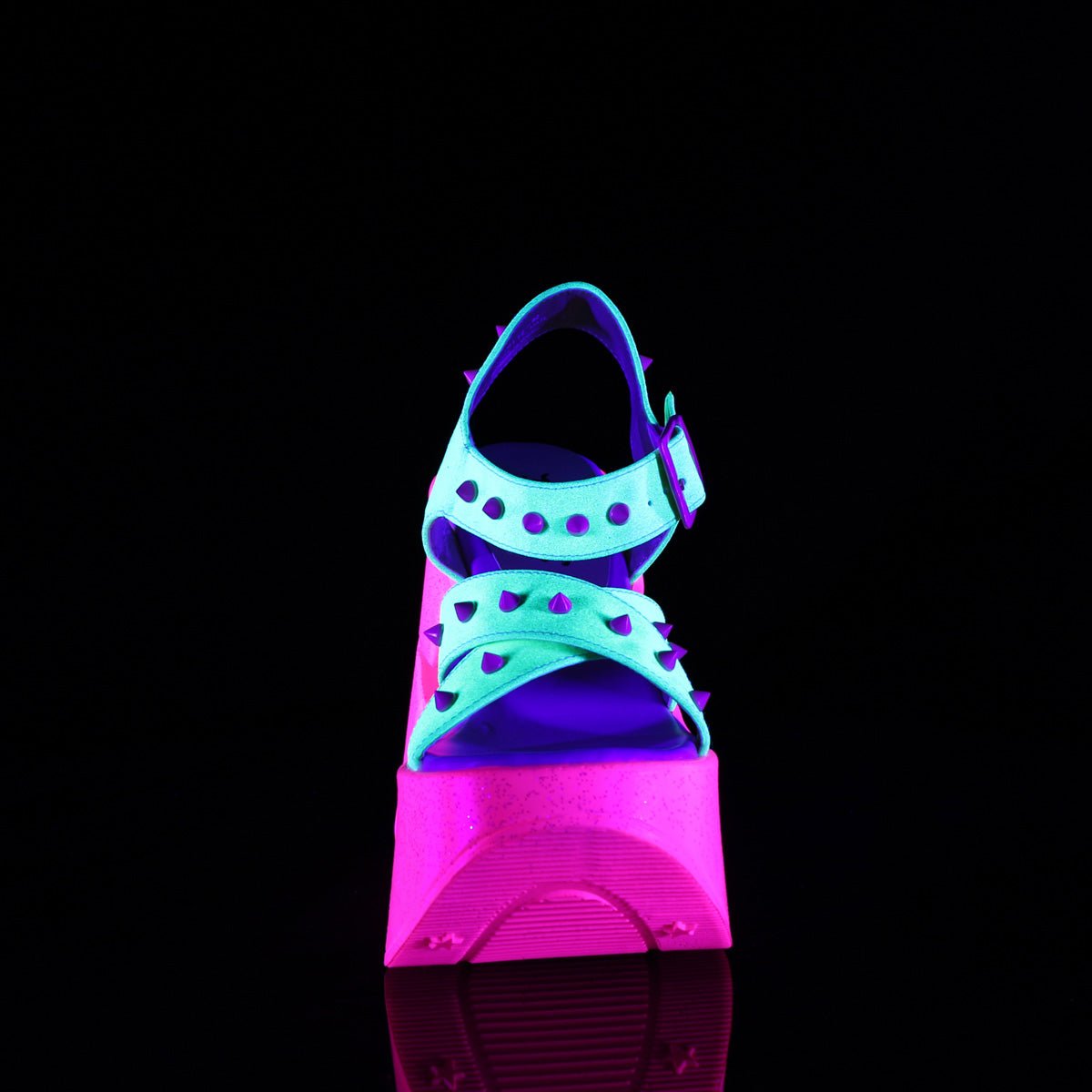 Too Fast | Demonia Dynamite 02 | Neon Yellow & Pink Glitter Women's Sandals
