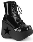 Too Fast | Demonia Dynamite 106 | Black Patent Leather Women's Ankle Boots