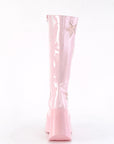 Too Fast | Demonia Dynamite 218 | Baby Pink Patent Leather & Glitter Women's Knee High Boots