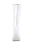 Too Fast | Demonia Dynamite 218 | White Patent Leather & Glitter Women's Knee High Boots