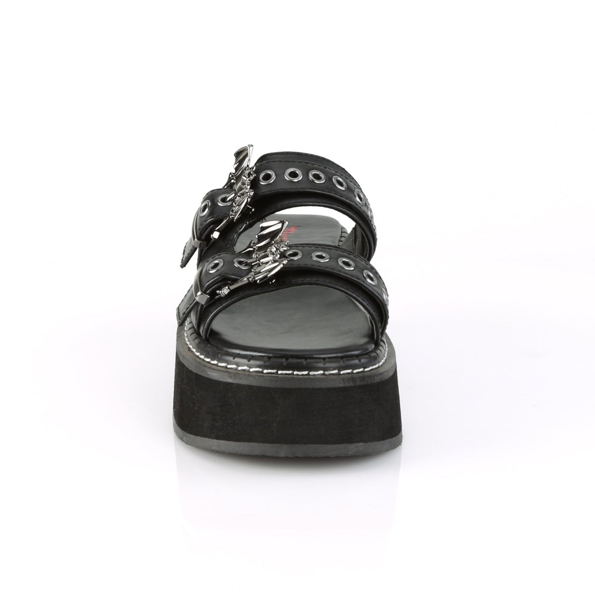 Too Fast | Demonia Emily 100 | Black Vegan Leather Women's Sandals