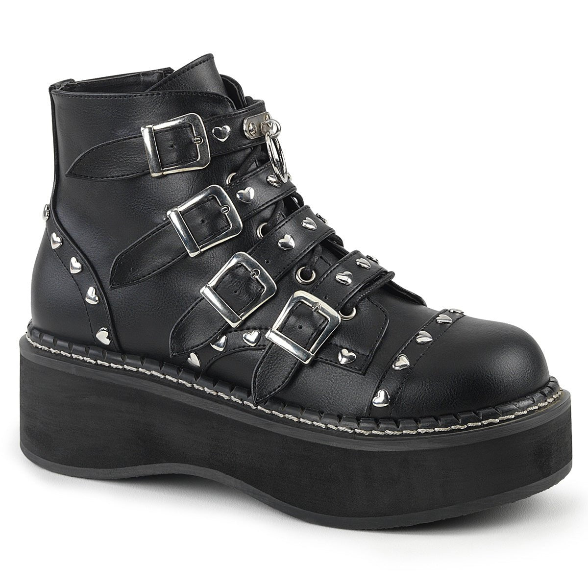 Too Fast | Demonia Emily 315 | Black Vegan Leather Women's Ankle Boots