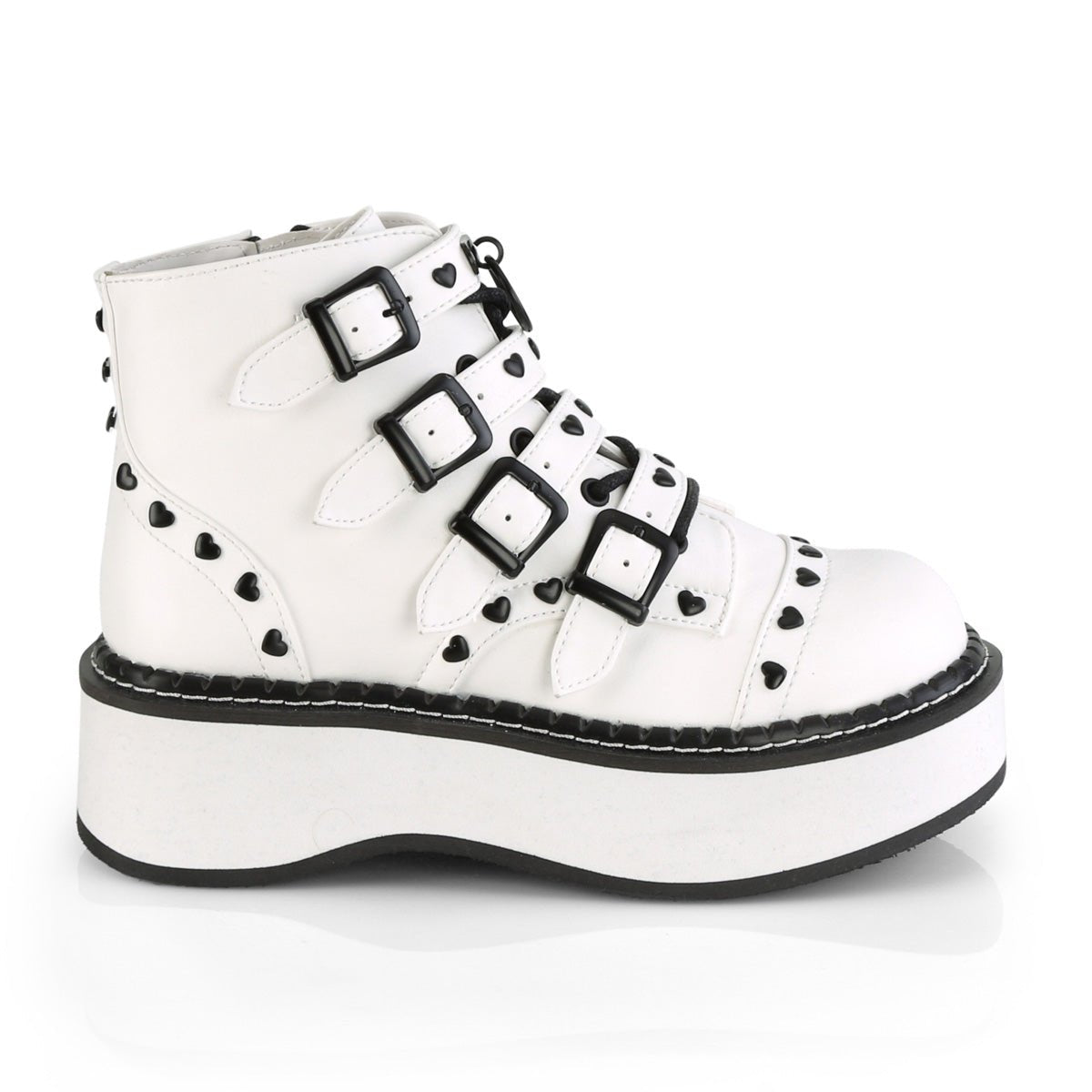 Too Fast | Demonia Emily 315 | White Vegan Leather Women&#39;s Ankle Boots