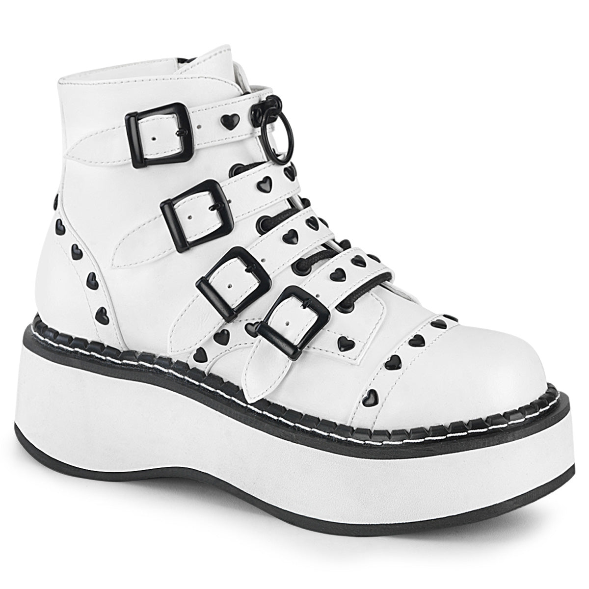 Too Fast | Demonia Emily 315 | White Vegan Leather Women&#39;s Ankle Boots