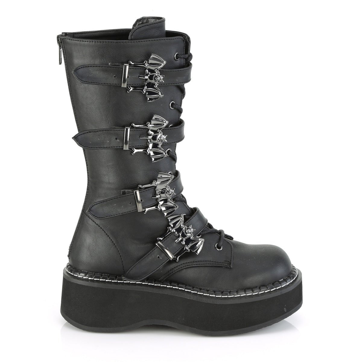 Too Fast | Demonia Emily 322 | Black Vegan Leather Women's Mid Calf Boots