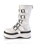 Too Fast | Demonia Emily 330 | White Vegan Leather Women's Mid Calf Boots
