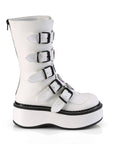 Too Fast | Demonia Emily 330 | White Vegan Leather Women's Mid Calf Boots