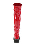 Too Fast | Demonia Emily 375 | Red Patent Leather Women's Over The Knee Boots