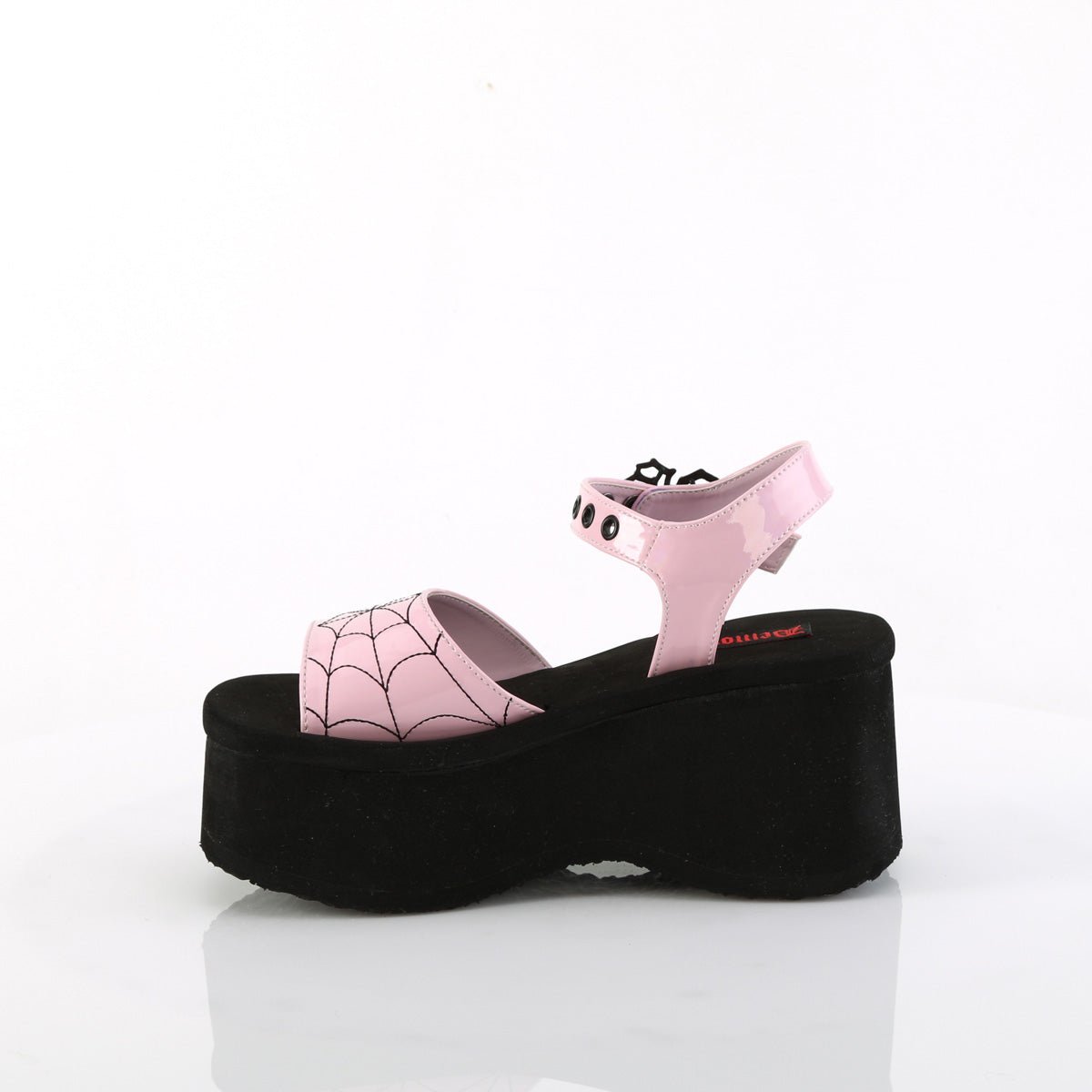 Too Fast | Demonia FUNN-10 Baby Pink Holographic Patent Leather Platforms