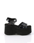 Too Fast | Demonia Funn 10 | Black Holographic Patent Leather Women's Sandals