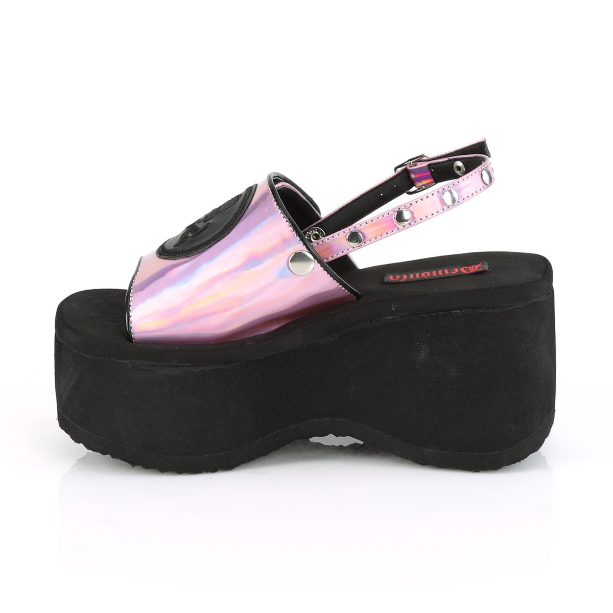 Too Fast | Demonia Funn 32 | Pink Hologram Women's Sandals