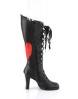 Too Fast | Demonia Glam 243 | Black & Red Vegan Leather & Satin Women's Knee High Boots