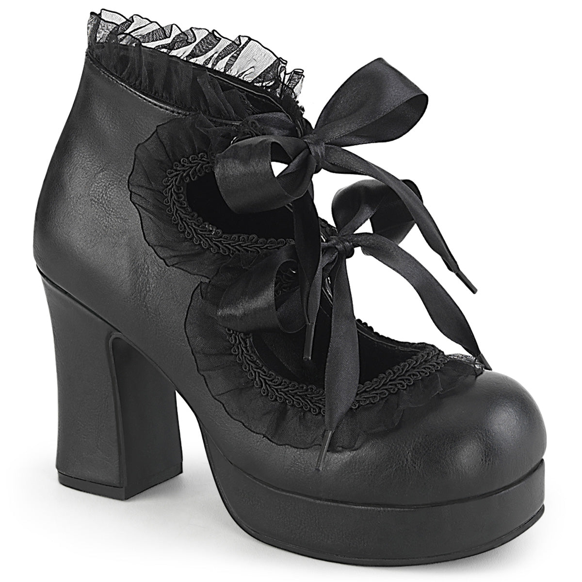 Too Fast | Demonia Gothika 53 | Black Vegan Leather Women&#39;s Platform Shoes