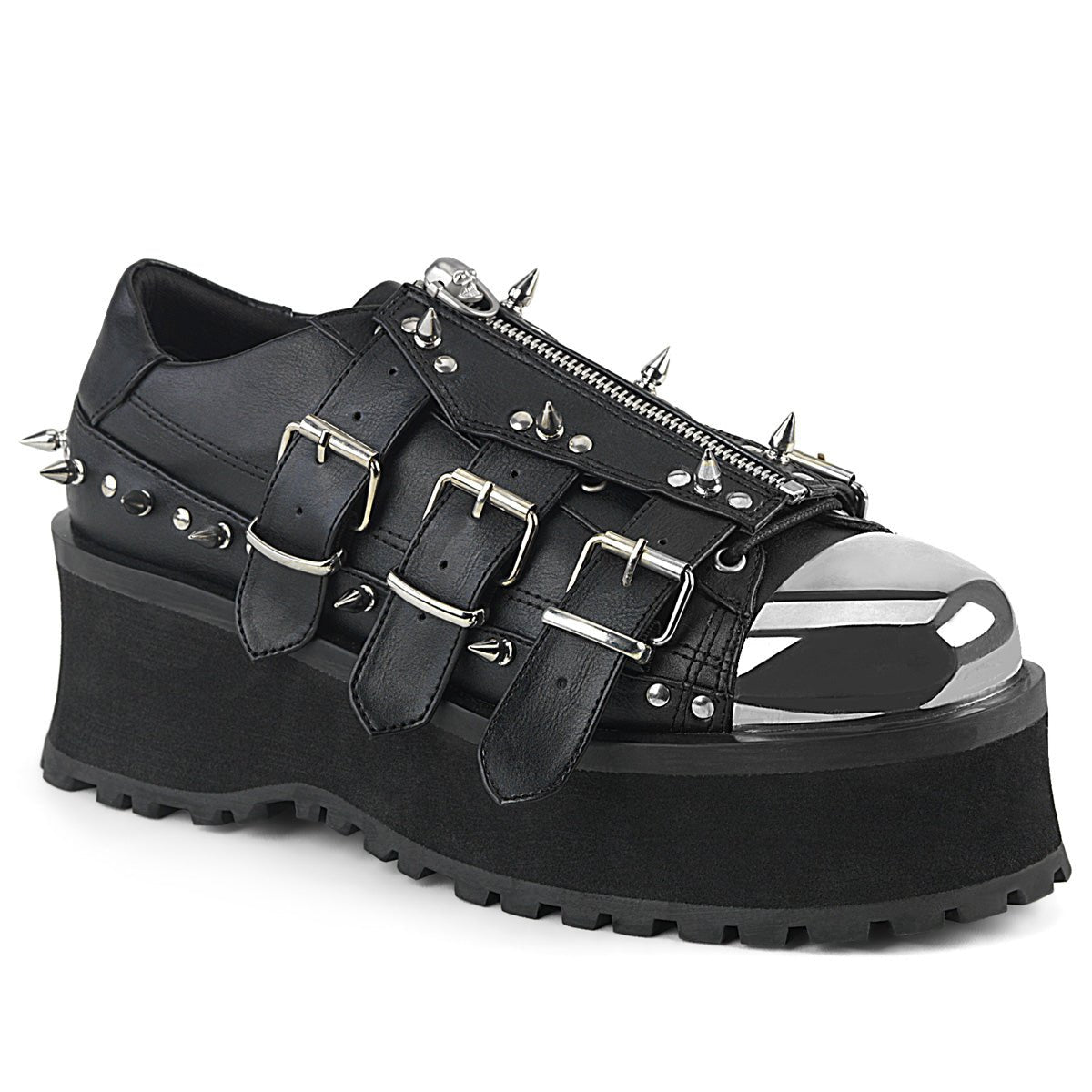 Too Fast | Demonia Gravedigger 03 | Black Vegan Leather Unisex Platform Shoes