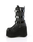 Too Fast | Demonia Kera 110 | Black Vegan Leather & Patent Leather Women's Mid Calf Boots