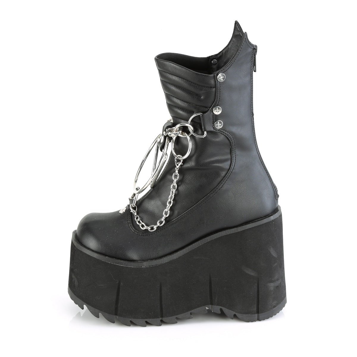 Too Fast | Demonia Kera 130 | Black Vegan Leather Women&#39;s Ankle Boots