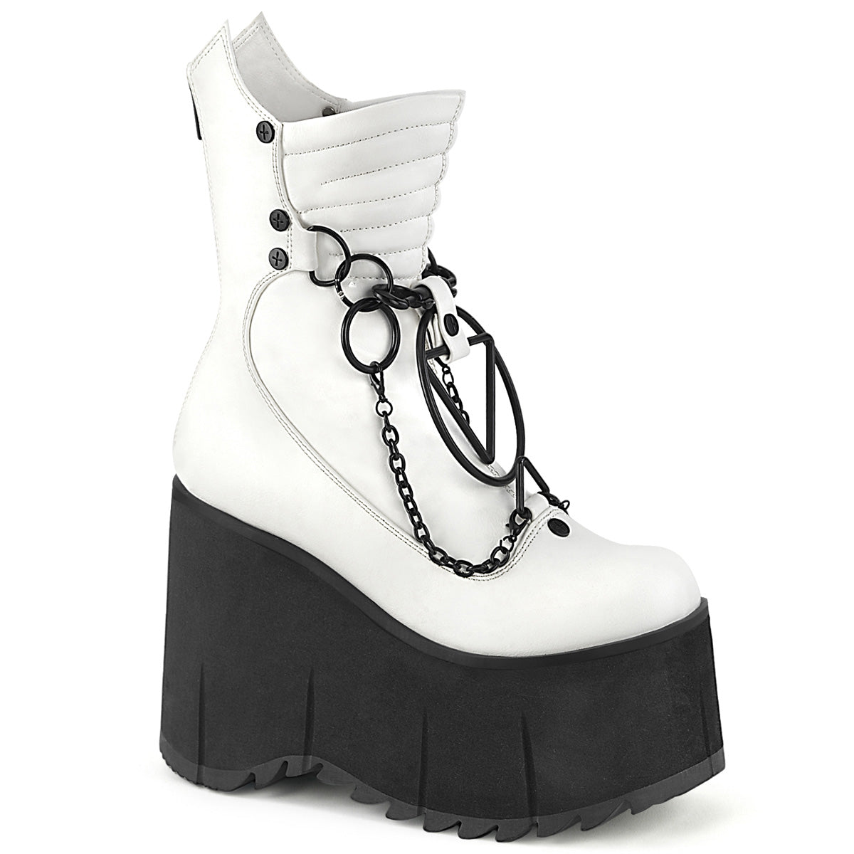 Too Fast | Demonia Kera 130 | White Vegan Leather Women's Ankle Boots
