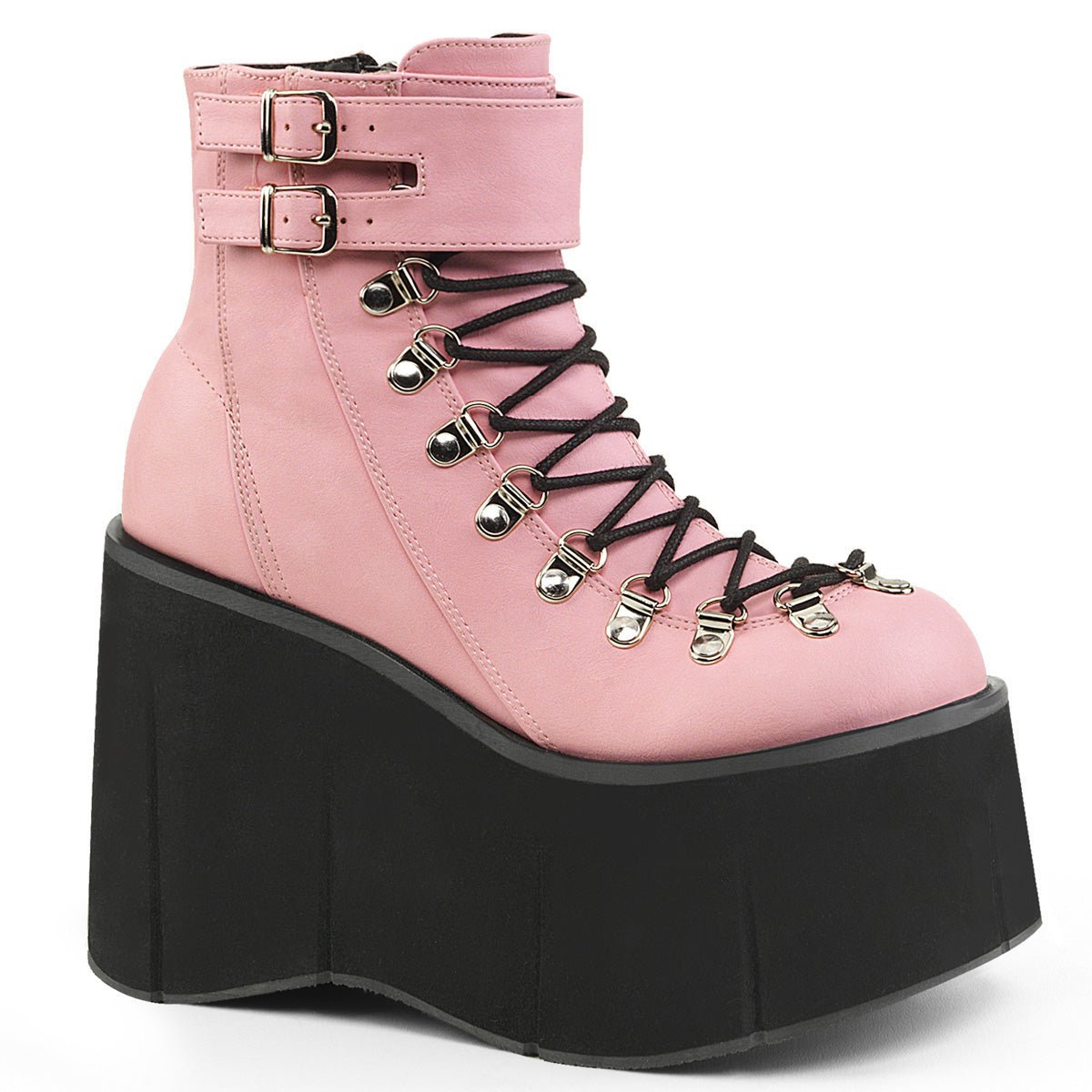 Too Fast | Demonia Kera 21 | Baby Pink Vegan Leather Women&#39;s Ankle Boots