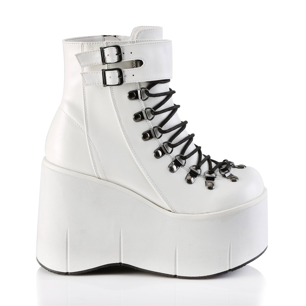 Too Fast | Demonia Kera 21 | White Vegan Leather Women&#39;s Ankle Boots
