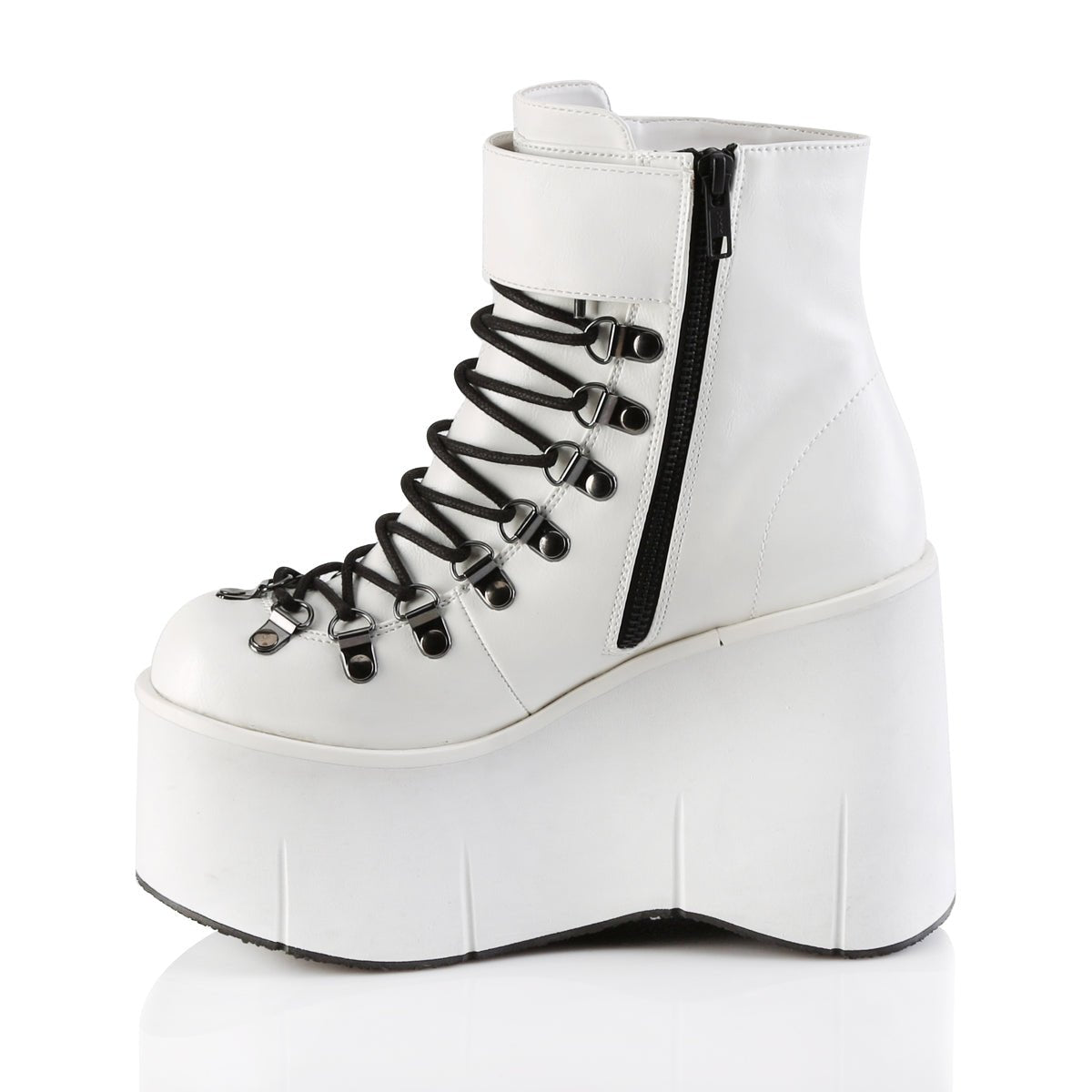 Too Fast | Demonia Kera 21 | White Vegan Leather Women&#39;s Ankle Boots