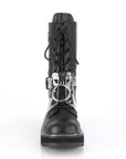 Too Fast | Demonia Lilith 271 | Black Vegan Leather & Clear Pvc Women's Mid Calf Boots