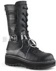 Too Fast | Demonia Lilith 271 | Black Vegan Leather & Clear Pvc Women's Mid Calf Boots