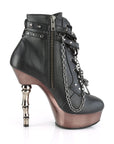 Too Fast | Demonia Muerto 1001 | Black & Pewter Faux Leather & Chrome Women's Ankle Boots
