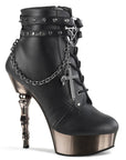 Too Fast | Demonia Muerto 1001 | Black & Pewter Faux Leather & Chrome Women's Ankle Boots
