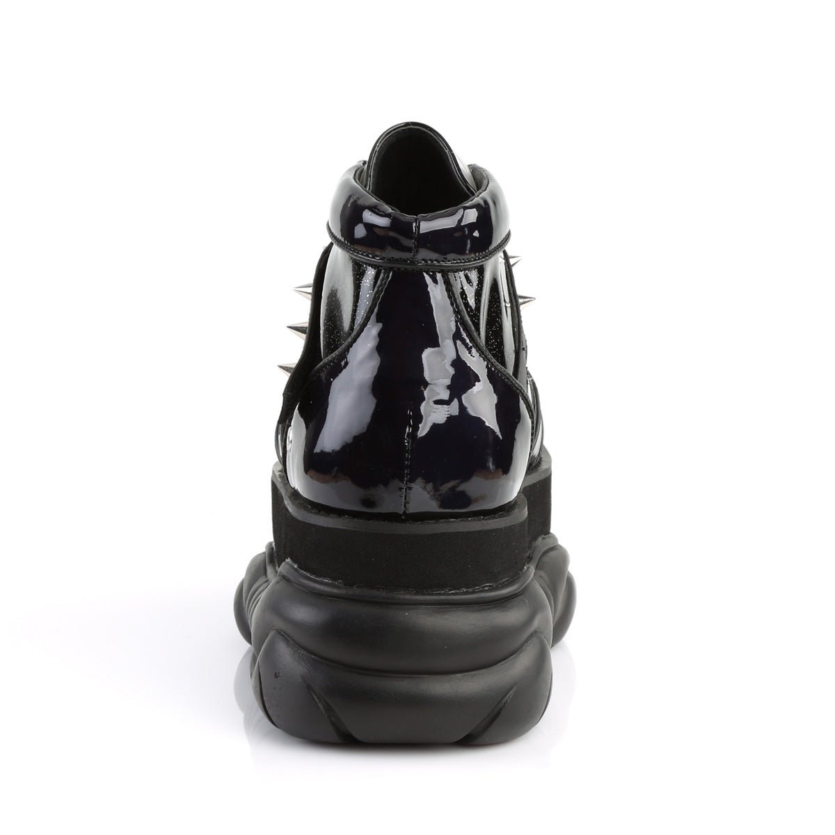 Too Fast | Demonia Neptune 100 | Black Glitter Vegan Leather Unisex Platform Boots