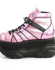 Too Fast | Demonia Neptune 100 | Pink Glitter Vegan Leather Unisex Platform Boots