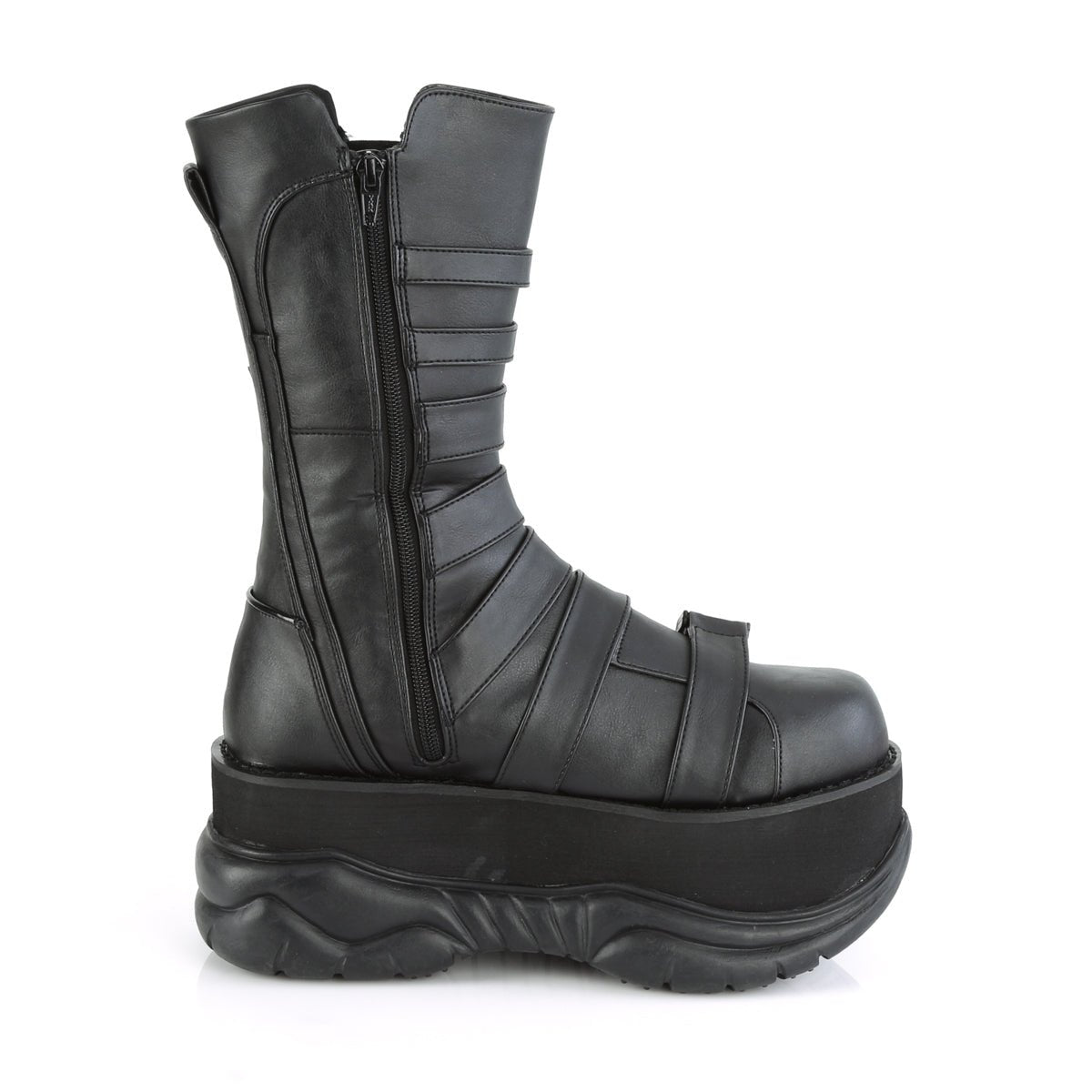 Too Fast | Demonia Neptune 210 | Black Vegan Leather Unisex Platform Boots