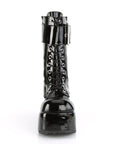 Too Fast | Demonia Petrol 150 | Black Patent Leather Unisex Platform Boots