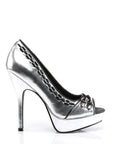 Too Fast | Demonia Pixie 18 | Silver Vegan Leather Women's Platform Heels