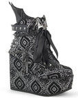 Too Fast | Demonia Poison 107 | Black & Silver Faux Nubuck Leather Women's Ankle Boots