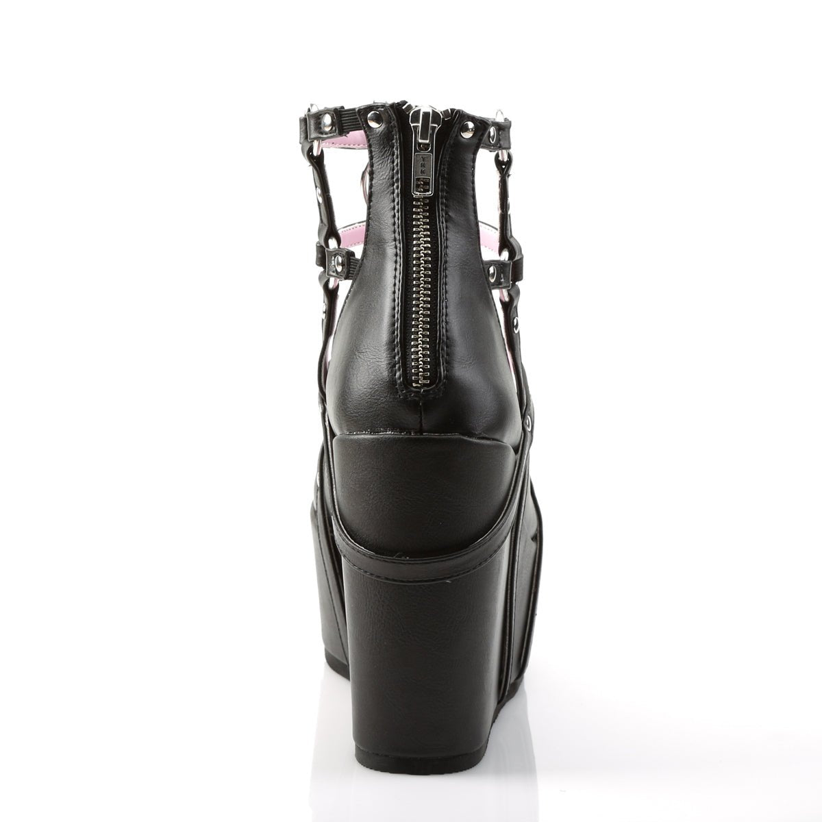 Too Fast | Demonia POISON-25-1 Black Vegan Leather Platform Wedges