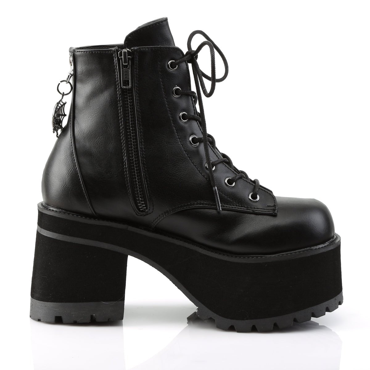 Too Fast | Demonia Ranger 105 | Black Vegan Leather Women&#39;s Ankle Boots