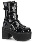 Too Fast | Demonia Ranger 308 | Black Patent Leather Women's Ankle Boots