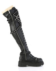 Too Fast | Demonia Renegade 320 | Black Stretch Vegan Leather Women's Over The Knee Boots