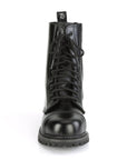 Too Fast | Demonia Riot 10 | Black Leather Unisex Combat Boots
