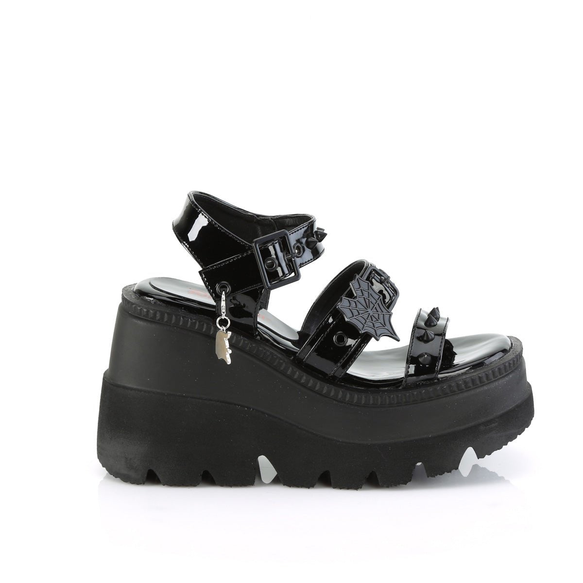 Too Fast | Demonia Shaker 13 | Black Patent Leather Women&#39;s Sandals
