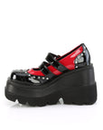 Too Fast | Demonia Shaker 27 | Black & Red Patent Leather Women's Mary Janes
