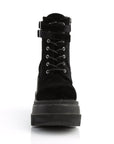 Too Fast | Demonia Shaker 52 | Black Velvet Women's Ankle Boots