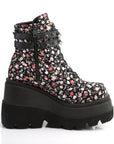 Too Fast | Demonia Shaker 52 St | Floral Fabric Women's Ankle Boots