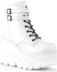 Too Fast | Demonia Shaker 52 | White Vegan Leather Women's Ankle Boots