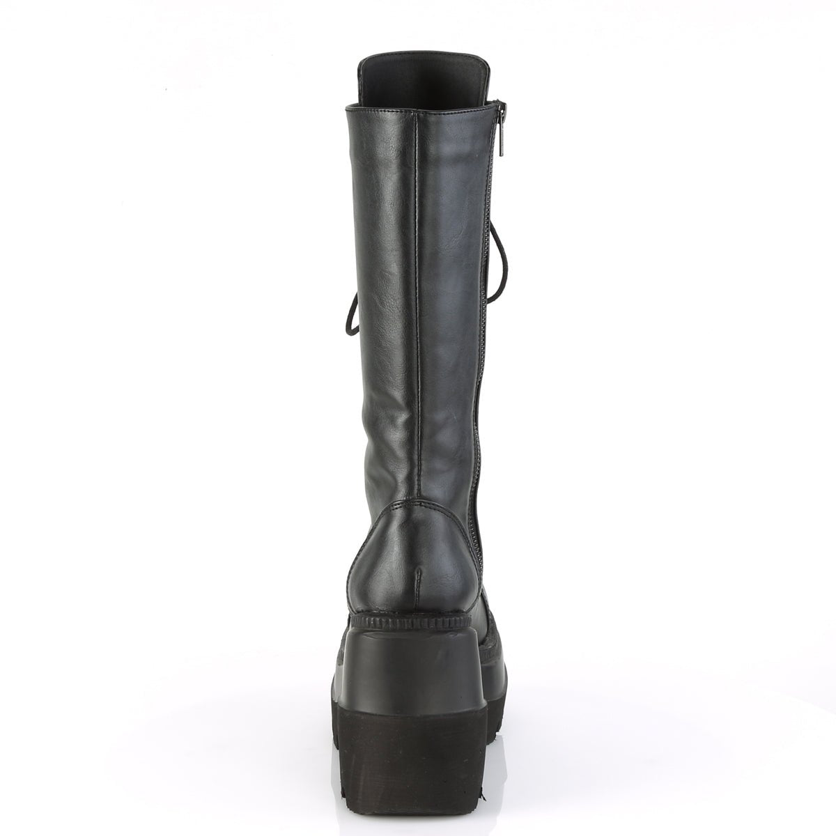 Too Fast | Demonia Shaker 72 | Black Vegan Leather Women's Mid Calf Boots